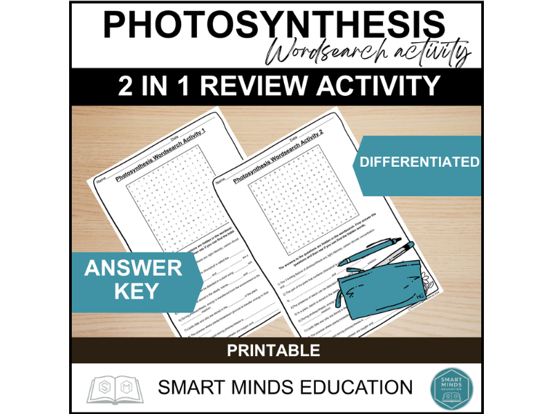 PHOTOSYNTHESIS WORKSHEET AND WORDSEARCH REVIEW ACTIVITY