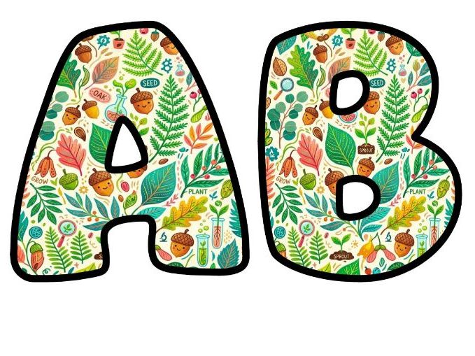Nature Leaves and Acorns Bubble Letters | Botanical Bulletin Board Letters | Classroom Display Pack