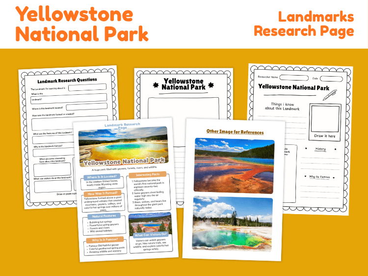 Yellowstone National Park Research Project | Landmark Worksheets
