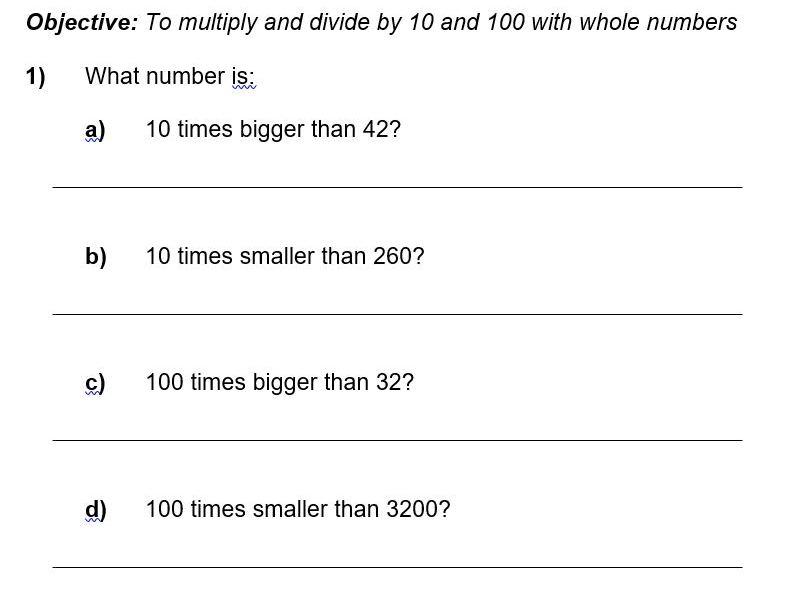 Year 4 Maths Home learning Mini Pack, 8 sheets with Answers and Parental Guidance (Coronavirus)