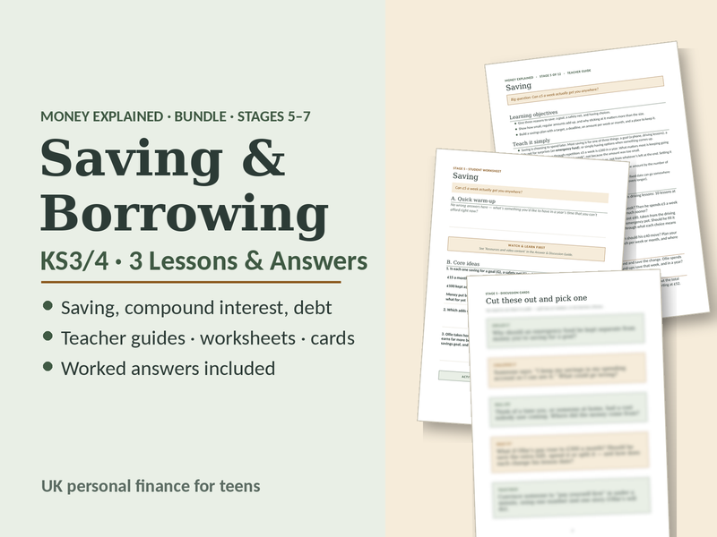 Saving & Debt KS3/4: 3 Lessons & Answers