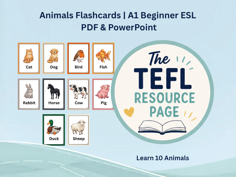 Animals Flashcards | A1 Beginner ESL PDF & PowerPoint