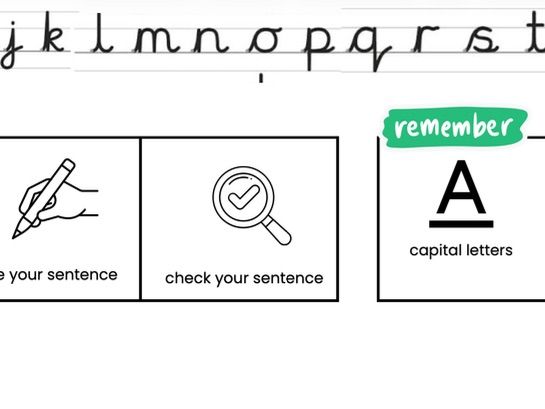 Year 2 writing support table mat