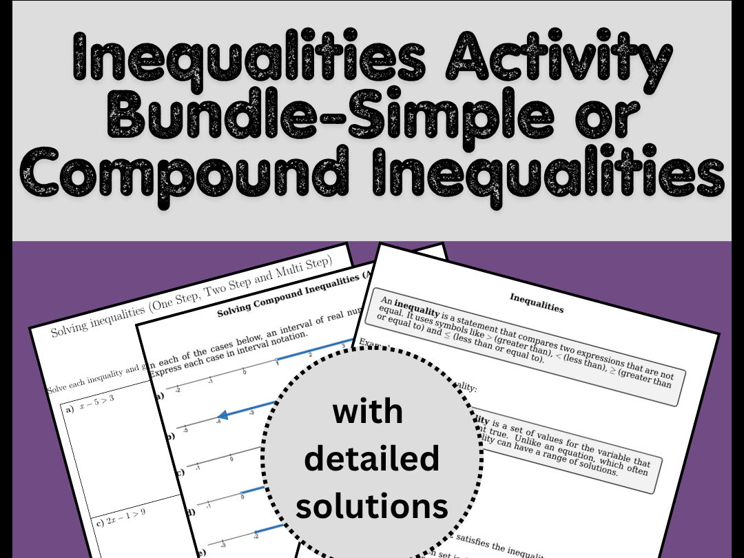 Inequalities Activity Bundle-Simple or Compound Inequalities