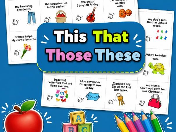 This, That, These, Those Task Cards & Worksheets | Demonstrative Pronouns ESL