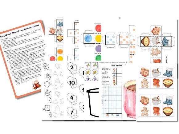 'Cosy winter' themed dice games (15 pages!)