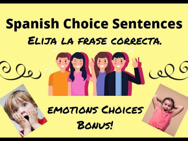Spanish Choices Sentences con Emociones Español Fraces Learn Spanish!