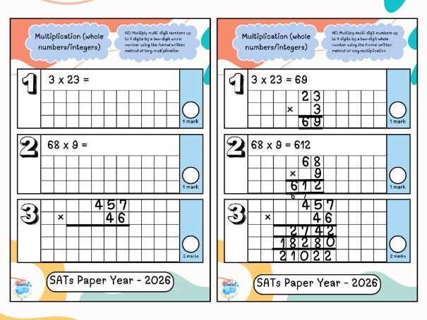Updated Year 6 SATs Arithmetic Questions by Topic – Multiplication (2015–2026)