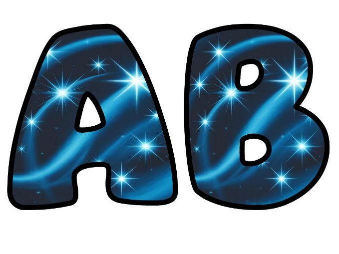 Blue Stars Shiny Space Theme Classroom Display | Lettering Set | Whole Alphabet A-Z and 0-9