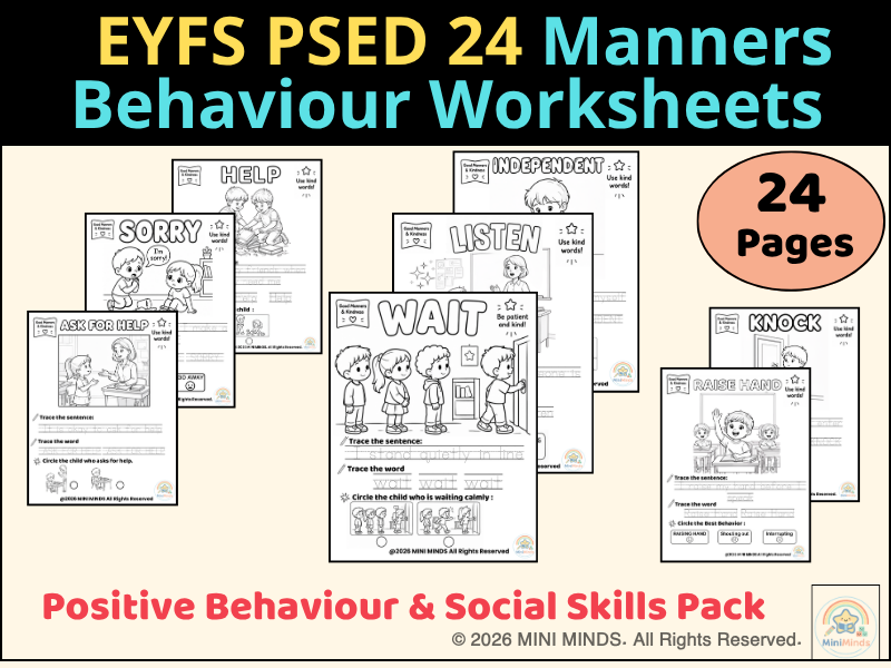 EYFS PSED 24 Manners Behaviour Worksheets
