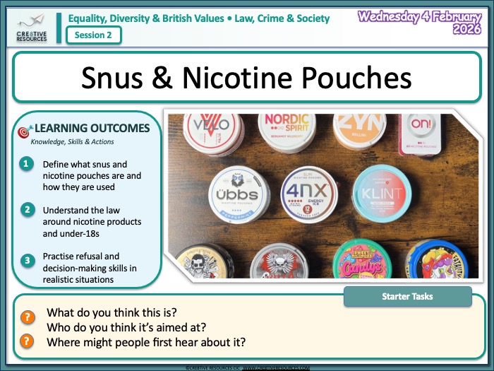 Snus & Nictoine Pouches - PSHE lesson