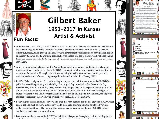 Gilbert Baker PACKET & ACTIVITIES, Important Historical Figures Series