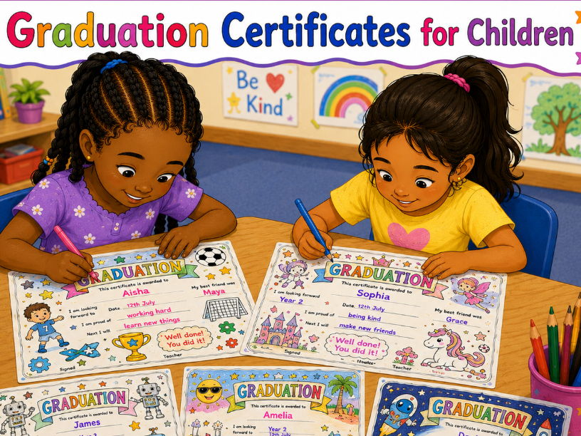 6 Graduation Certificates for Children