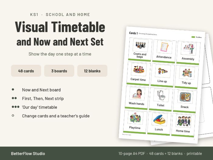 KS1 Visual Timetable and Now and Next Set