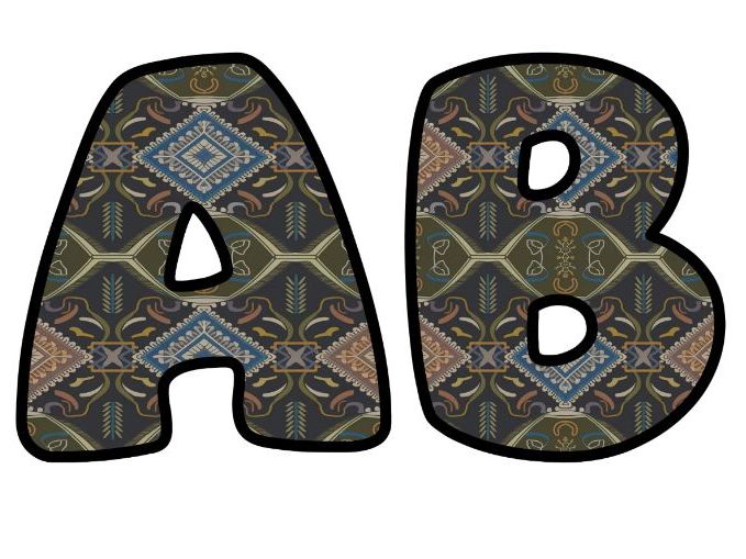 Pattern Nomadic Textile Classroom Display | Lettering Set | Upper & Lowercase, 0-9 and Signs
