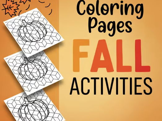 Fall Coloring Pages Geometric Autumn, Fall Leaves, Apple, Pumpkin Art Activities