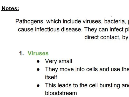 AQA GCSE Biology & combined science Infection and   Response Revision Booklet Topic 3
