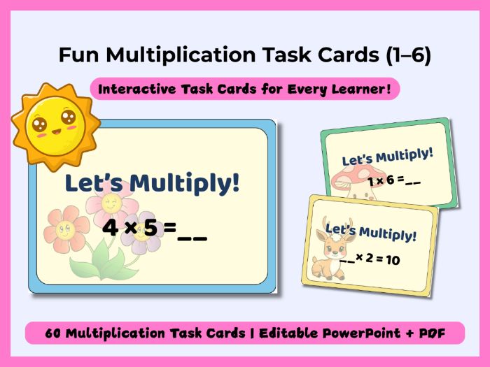 Fun Multiplication Task Cards 1–6