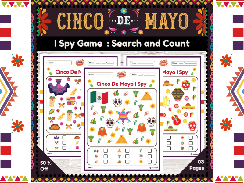 Cinco De Mayo I Spy : Engaging Search and Count Game Worksheets