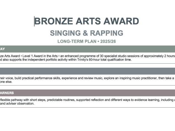 Bronze Arts Award Complete Curriculum Pack – Singing and Rapping