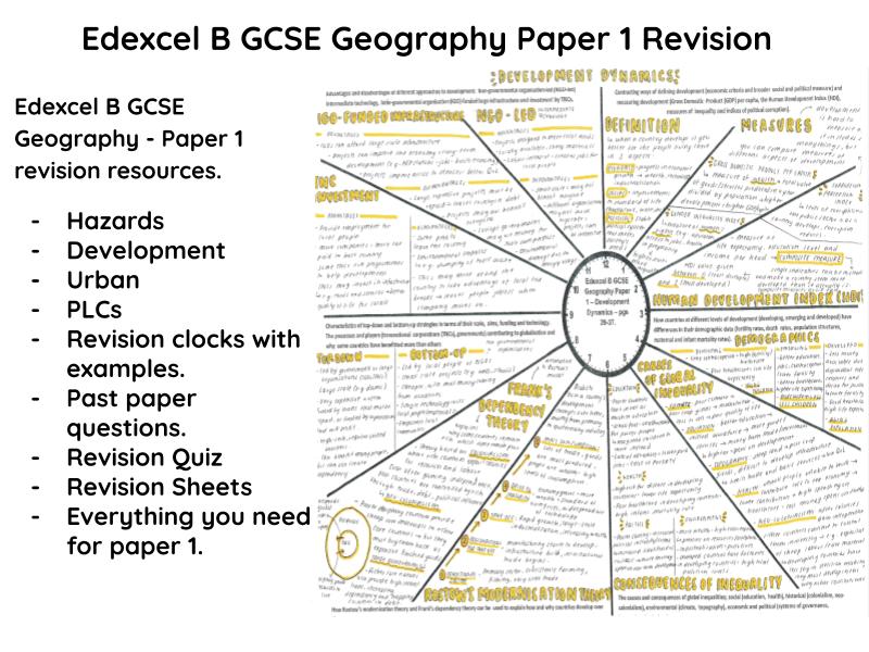 Edexcel B GCSE Geography Paper 1 Revision Pack