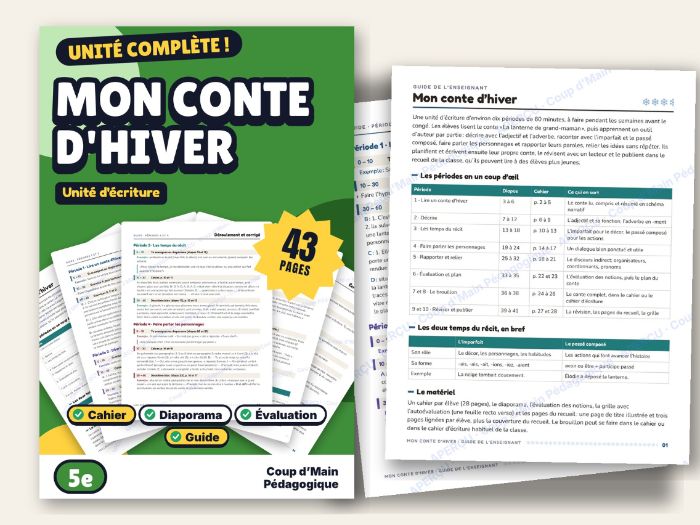 French Narrative Writing Unit Grade 5 Winter Story | Mon conte d'hiver
