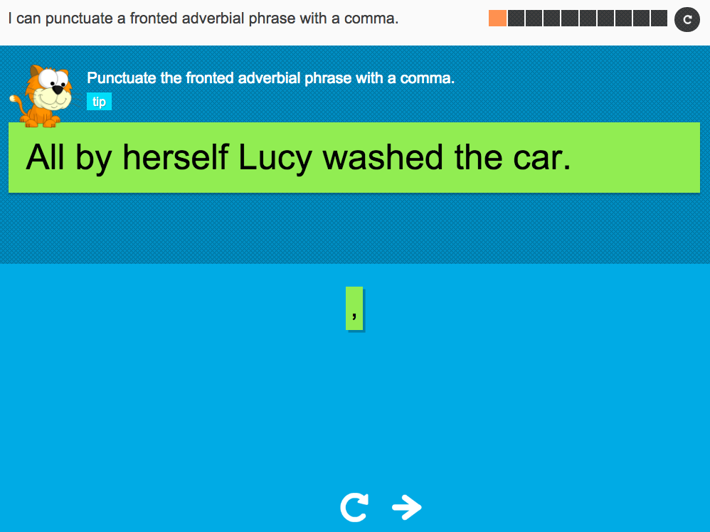 I can punctuate a fronted adverbial phrase with a comma - Interactive Activity - Year 4 Spag