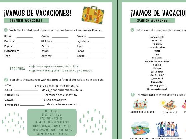 KS3 Claro! Holidays Worksheet