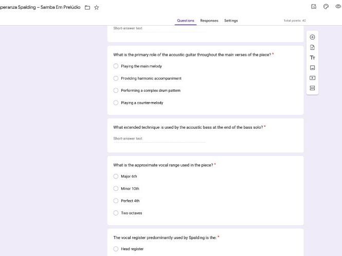 Google Form Quiz Edexcel GCSE Samba Em Prelúdio