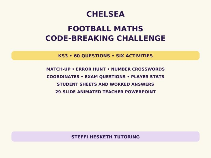Chelsea Football Maths Code-Breaking Challenge – KS3