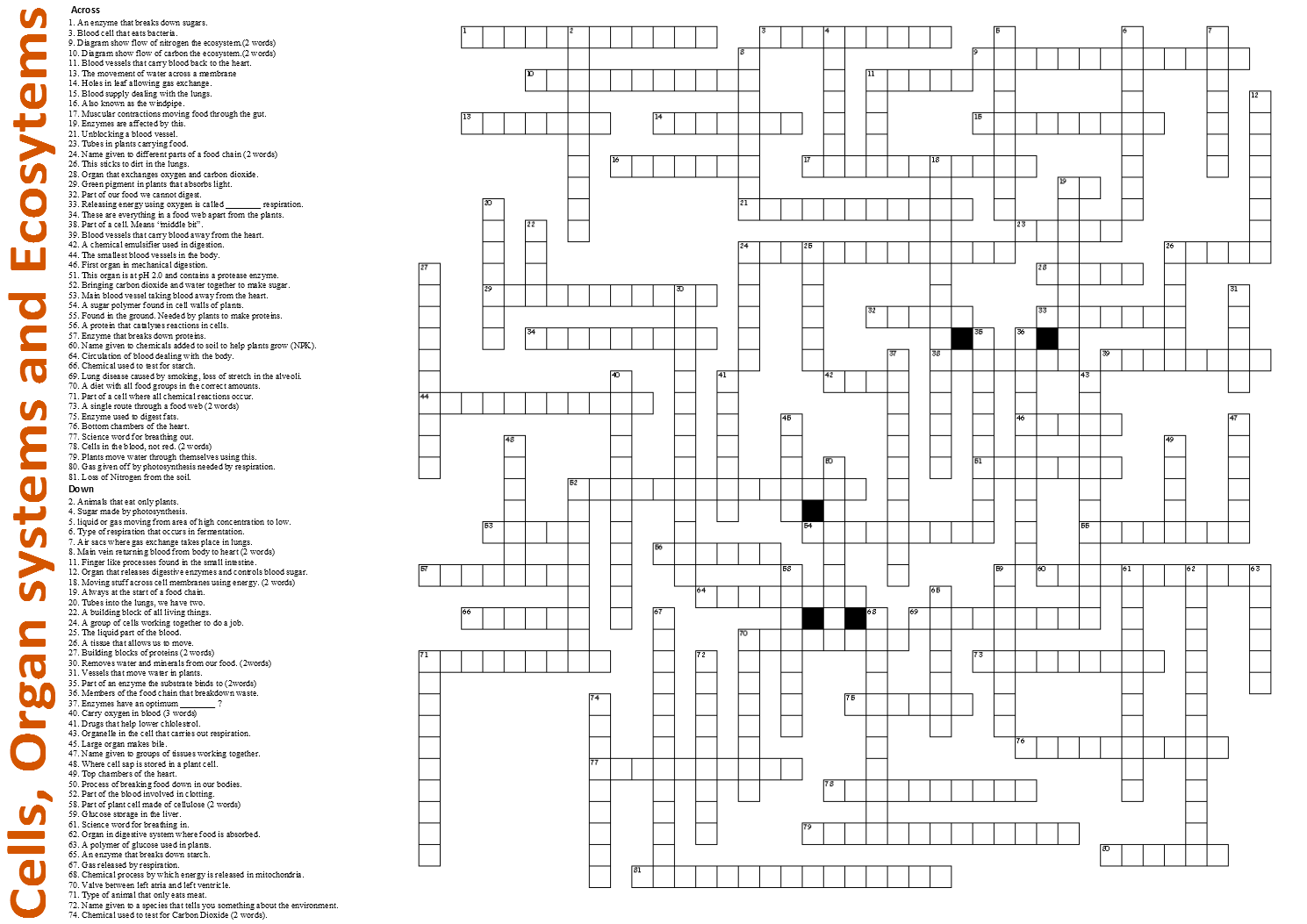 Three HUGE Revision Criss Cross Puzzles for Unit 1 WJEC Science