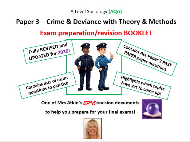 Past, Practice + Predicted questions for 2026 - AQA A Level Sociology - Paper 3