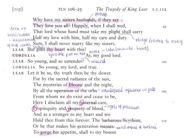 A Level (OCR) - King Lear Annotations