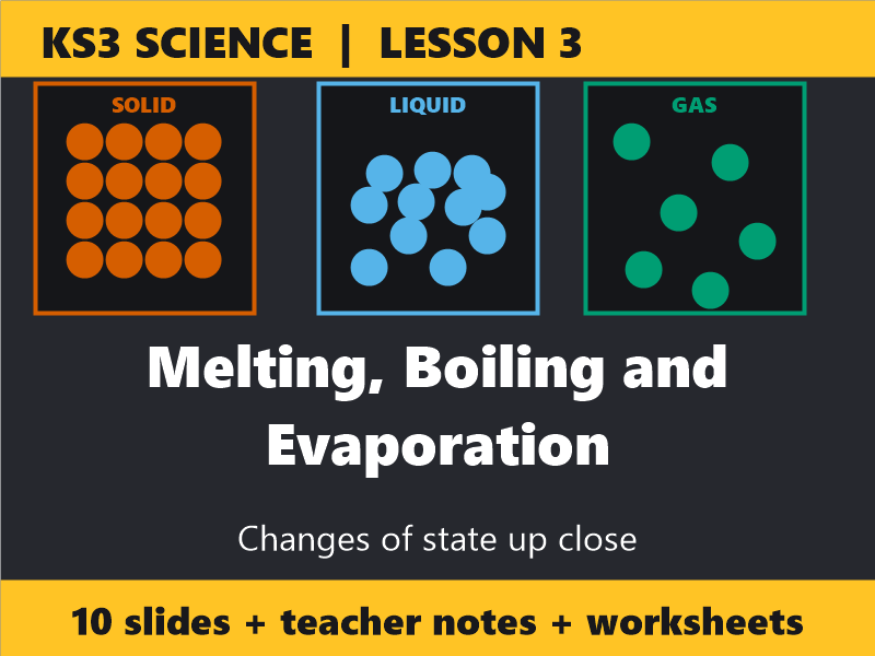 Melting, Boiling and Evaporation, Year 7 KS3 Changes of State, PowerPoint, Worksheets and Puzzles