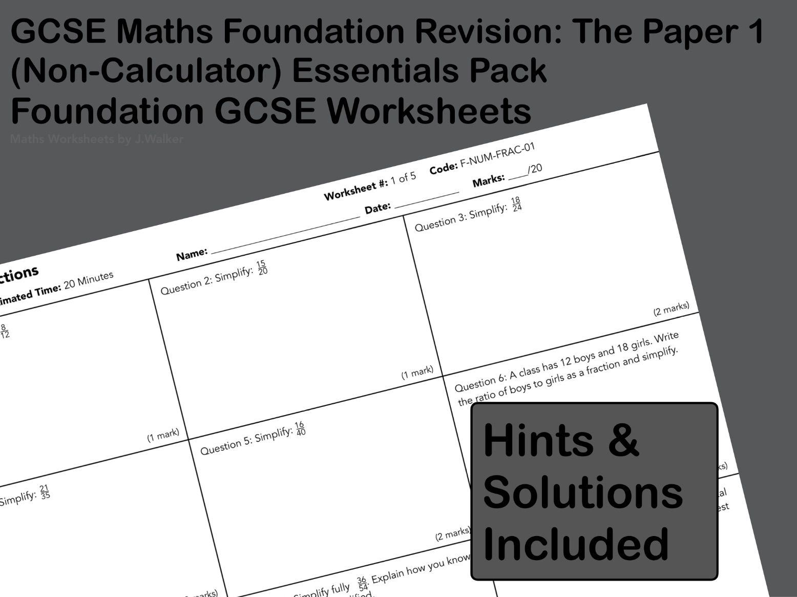 GCSE Maths Foundation Revision: The Paper 1 (Non-Calculator) Essentials Pack