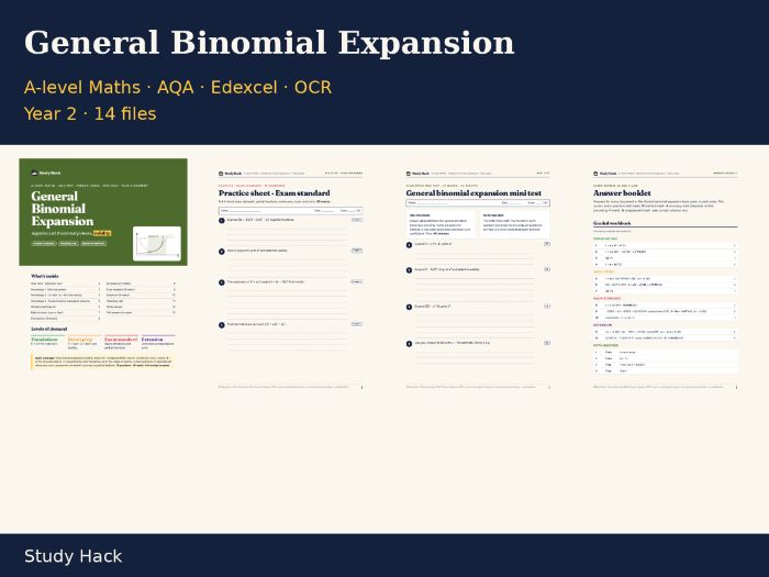 A-level Maths General Binomial Expansion Complete Topic Pack
