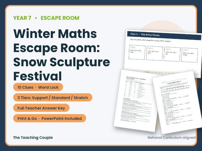 Winter Maths Escape Room | Year 7 Review | Snow Sculpture Festival