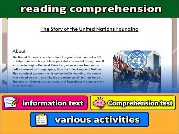 The Story of the United Nations Founding - Comprehension 91����t & Activities
