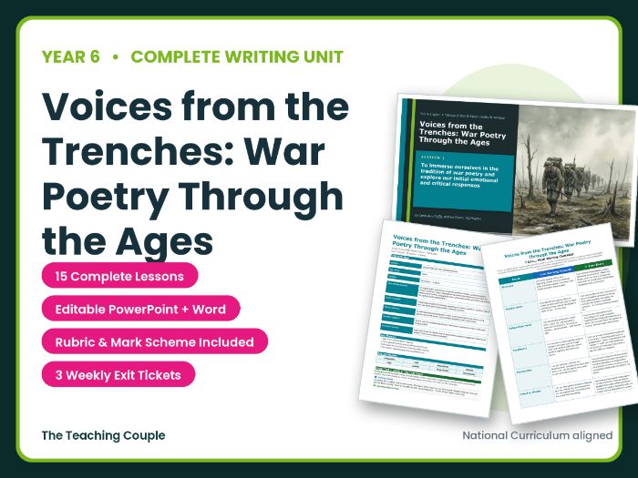 Voices from the Trenches: War Poetry Through the Ages | Year 6 English Unit | 15 Complete Lessons