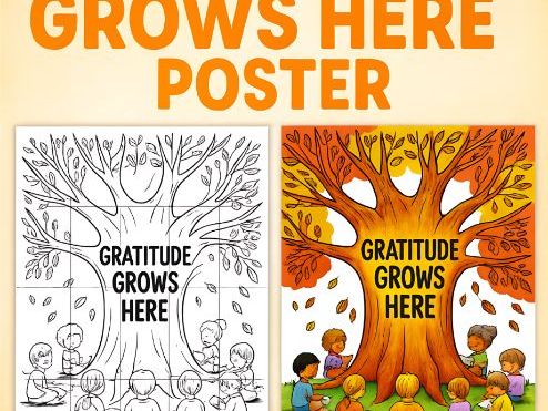Collaborative Gratitude Coloring Poster – First Week Team Activity | 20 A4 Pieces | KS1 & KS2