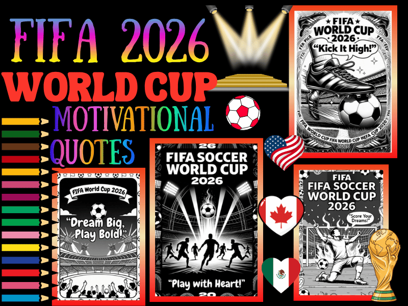 FIFA World Cup 2026 Soccer Motivational Quotes Coloring Pages for Kids NO PREP