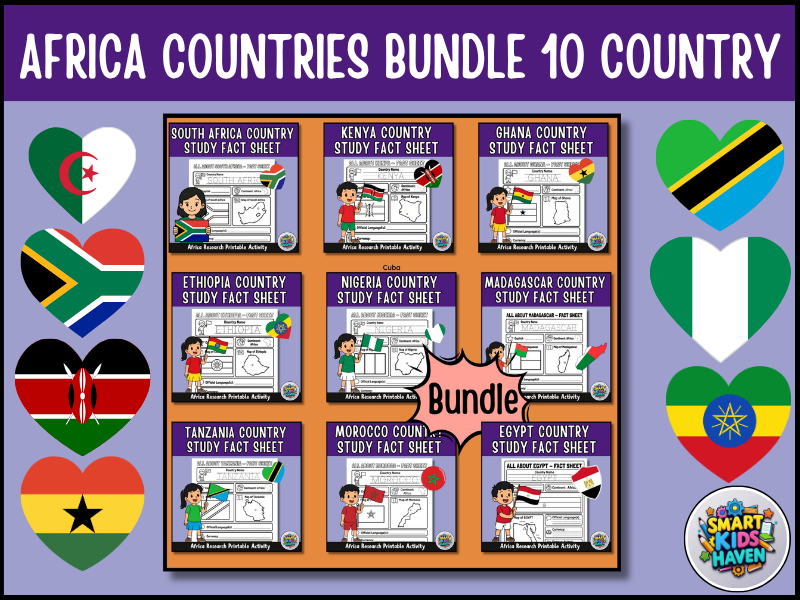Africa Countries Bundle 10 Country Unit Study Geography Research Activities.