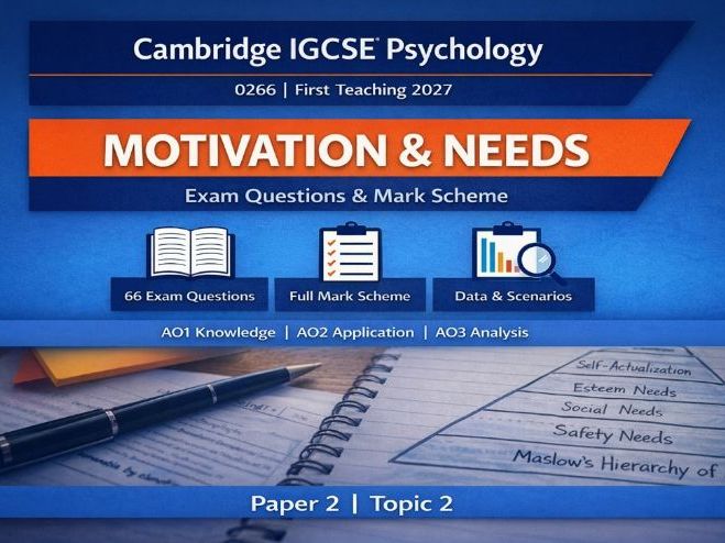 Cambridge IGCSE Psychology (0266) Motivation & Needs Exam Questions + Mark Scheme