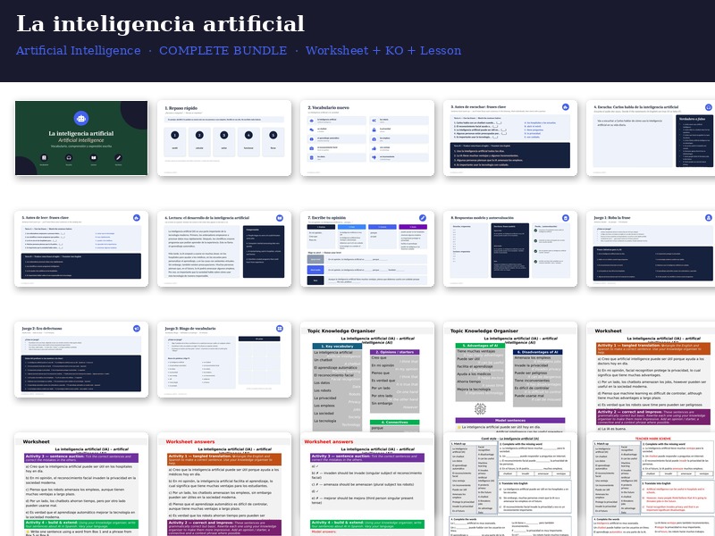 Artificial Intelligence – Complete Bundle (Worksheet + Knowledge Organiser + Full Lesson)