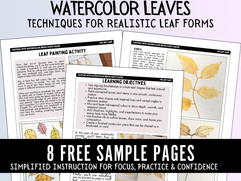 Watercolor Fall Leaf Painting lesson | Visual Arts Sub Plan Grades 6–8, activity