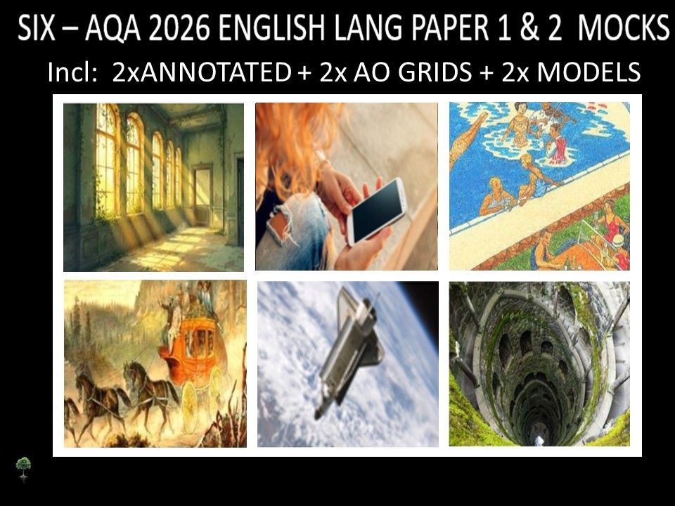 Six AQA 2026 English Language Paper 1 & 2 Mocks + Annotated, AO Grids, Models