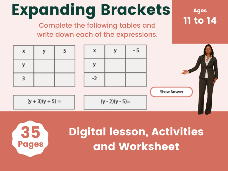 Expanding Brackets Year 8 Maths Lesson Teaching Resources
