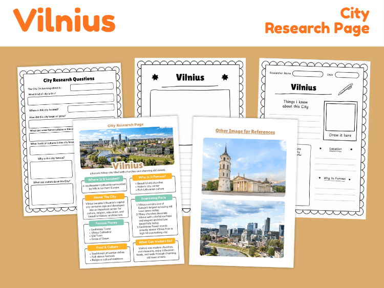 Vilnius City Research Project | Lithuania Geography Worksheets