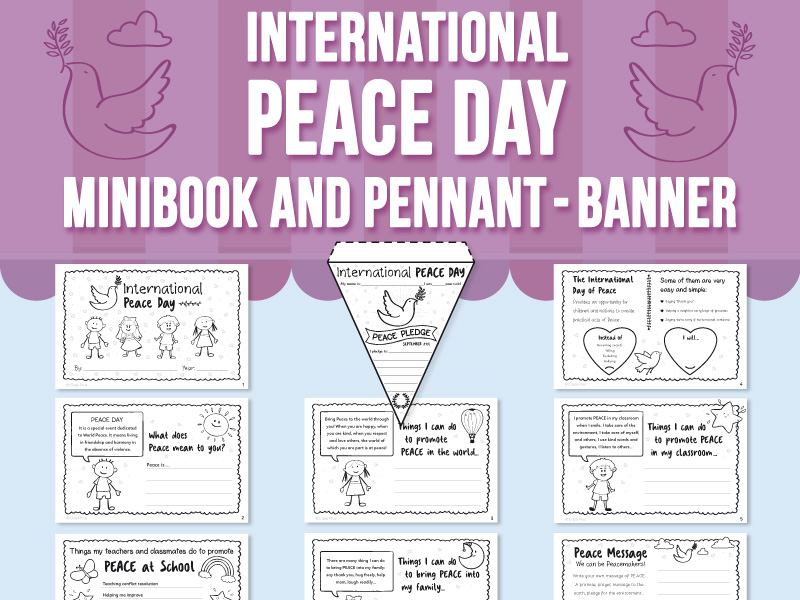 International Peace Day Activity Mini Book  - Banner and Writing Activity