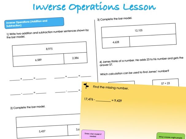 Year 5 Addition and Subtraction - Inverse Operations Lesson
